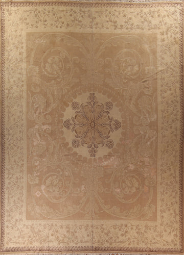 Pre-1900 Vegetable Dye Oushak Large Turkish Rug 17x19