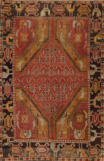 Antique Vegetable Dye Oushak Turkish Area Rug 7x10