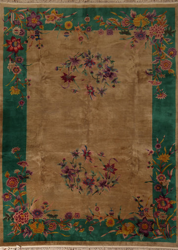 Vegetable Dye Art Deco Chinese Area Rug 9x12