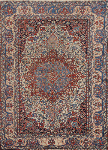 Pre-1900 Antique Isfahan Vegetable Dye Persian Rug 5x7