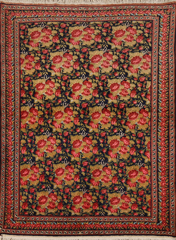 Vintage Floral Sirjan Persian Accent Rug 4x5