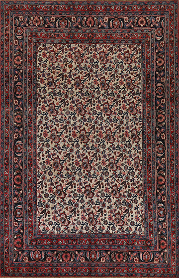 Vegetable Dye Floral Mashad Persian Area Rug 7x10