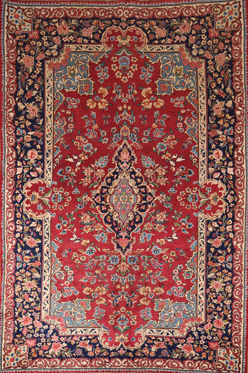 Antique Wool Yazd Persian Area Rug 7x10