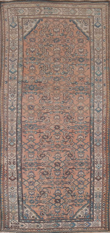 Vintage Geometric Hamedan Persian Runner Rug 4x9