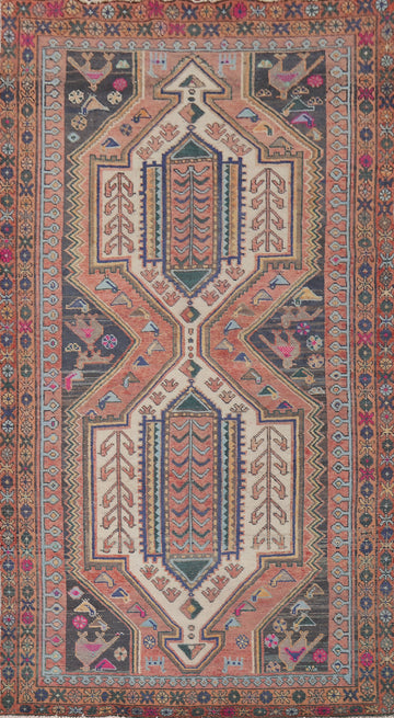 Vintage Wool Hamedan Persian Living Room Rug 5x10