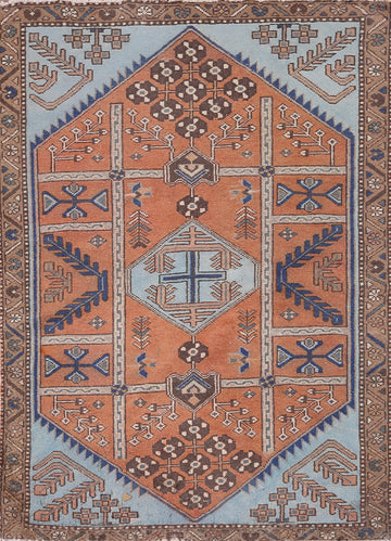Handmade Orange Wool Joshaghan Persian Rug 4x5