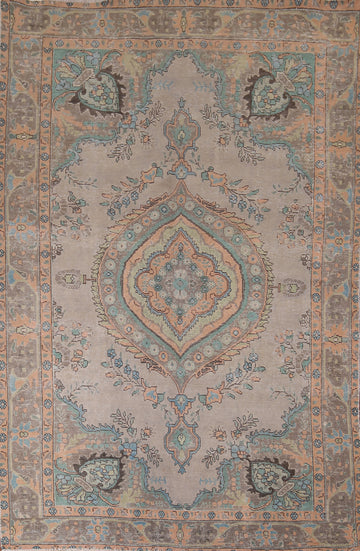 Distressed Wool Tabriz Persian Area Rug 6x9
