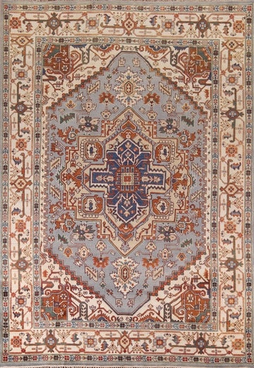 Geometric Wool Heriz Serapi Indian Area Rug 9x12