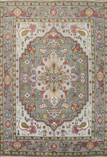 Animals Design Heriz Serapi Indian Area Rug 8x10
