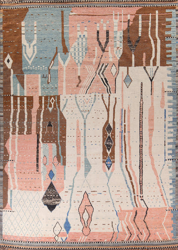 Earth Tone Wool Moroccan Large Modern Rug 12x15