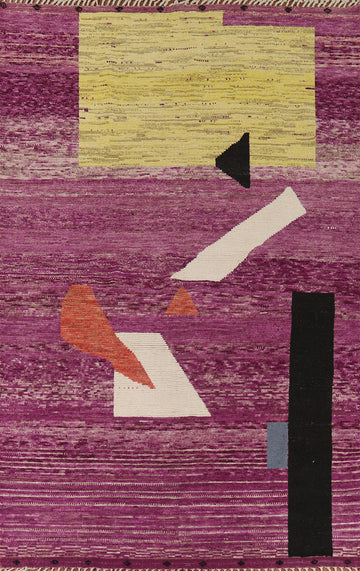 Purple Striped Moroccan Modern Area Rug 9x13