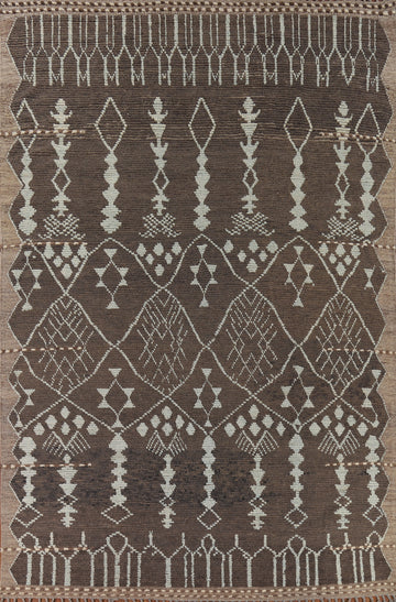 Handmade Brown Moroccan Wool Area Rug 8x13