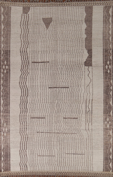 Earth Tone Wool Moroccan Modern Area Rug 9x12
