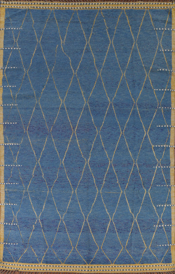 All-Over Trellis Blue Moroccan Area Rug 9x13