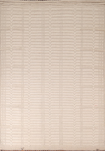 Earth Tone Wool Moroccan Living Room Rug 8x10