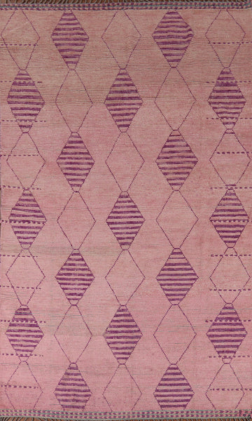 All-Over Pink Geometric Moroccan Area Rug 8x12