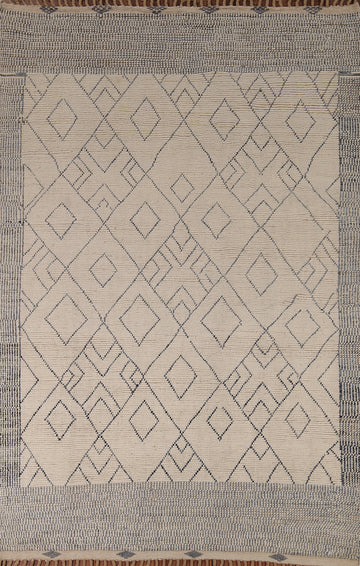 Earth Tone Wool Moroccan Handmade Area Rug 7x11