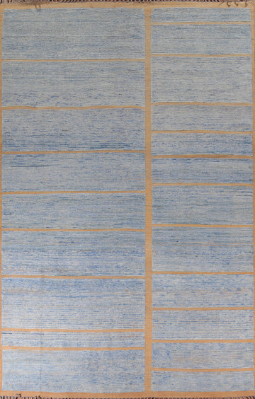 Handmade Blue Moroccan Large Oriental Rug 10x15