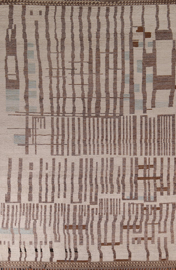 Earth Tone Wool Moroccan Modern Area Rug 9x12