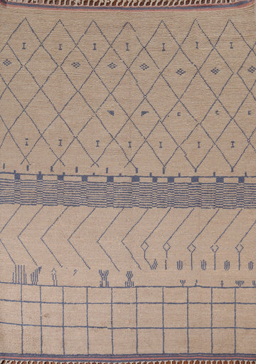 Earth Tone Trellis Wool Moroccan Oriental Area Rug 8x9