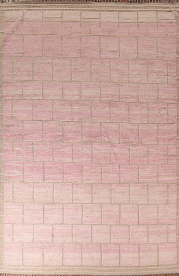 Handmade Pink Moroccan Wool Area Rug 9x13
