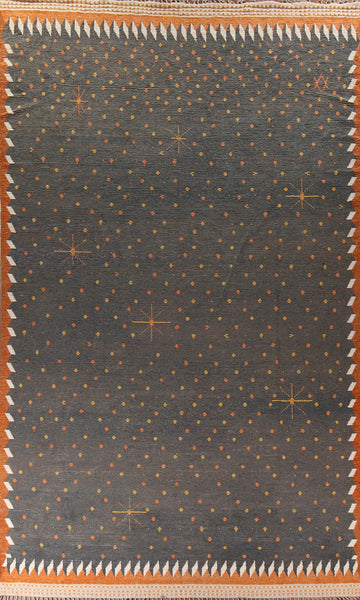 All-Over Striped Gray Moroccan Large Modern Rug 12x19