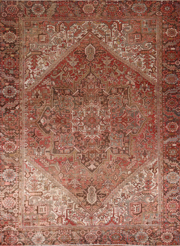 Vintage Handmade Heriz Persian Area Rug 9x11