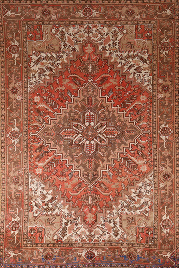 Vintage Geometric Heriz Persian Area Rug 7x10