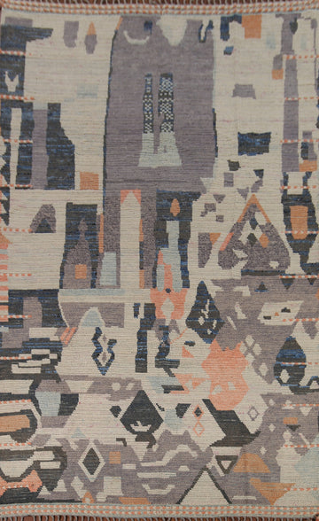 All-Over Handmade Moroccan Abstract Area Rug 8x12