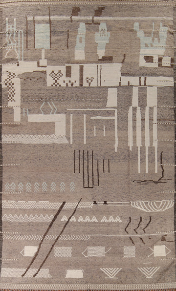 All-Over Abstract Wool Moroccan Palace Size Rug 12x18