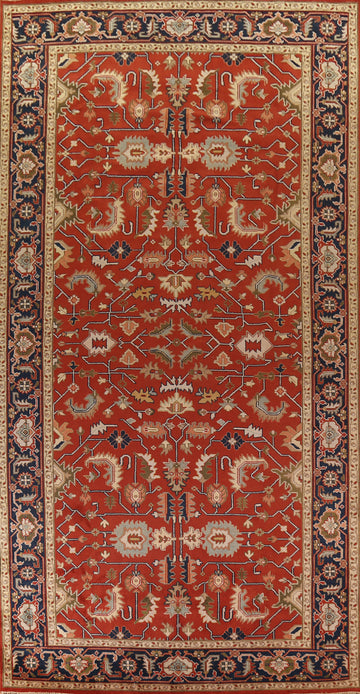 Handmade Floral Heriz Serapi Indian Large Rug 9x18