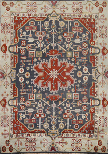 Blue Geometric Kazak Indian Area Rug 8x10