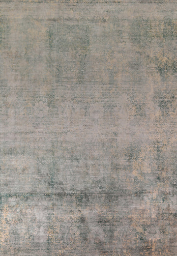 Handmade Green Abstract Indian Large Rug 9X12