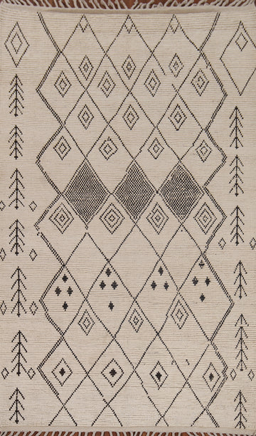 All-Over Trellis Wool Moroccan Area Rug 6x9