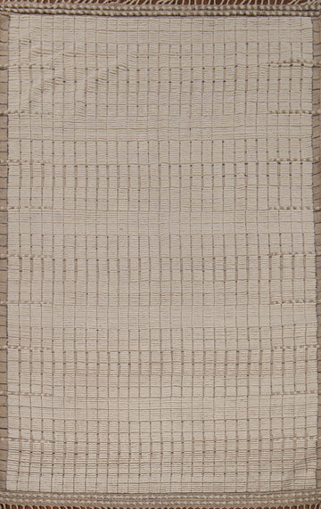 Earth Tone Wool Moroccan Modern Area Rug 7x11