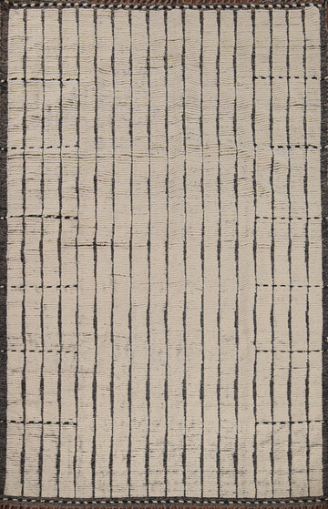 Striped Wool Moroccan Oriental Area Rug 8x11