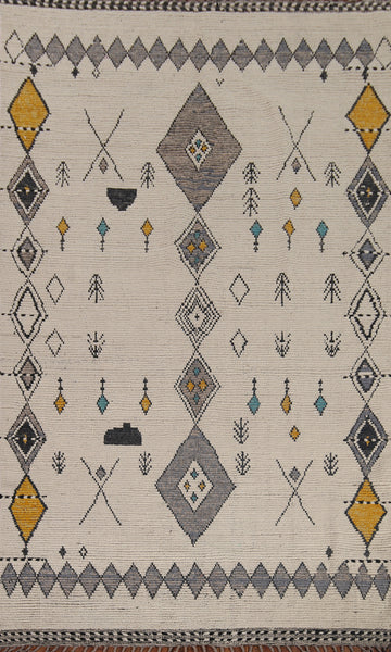 Handmade Geometric Moroccan Wool Area Rug 7x11