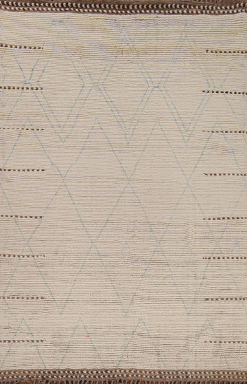 Earth Tone Wool Moroccan Oriental Area Rug 8x11