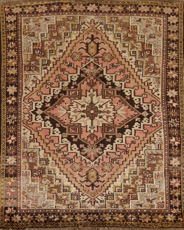 Geometric Wool Heriz Persian Square Rug 5x5
