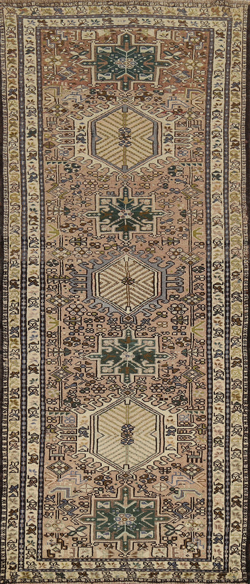 Tribal Geometric Gharajeh Persian Runner Rug 4x10