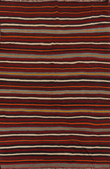Flat Weave Striped Kilim Qashqai Persian Area Rug 6x9