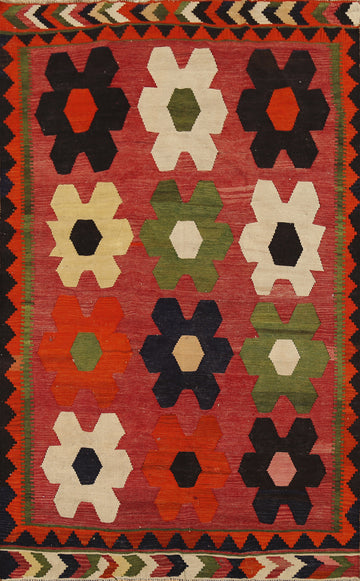 Vegetable Dye Kilim Qashqai Persian Area Rug 5x8