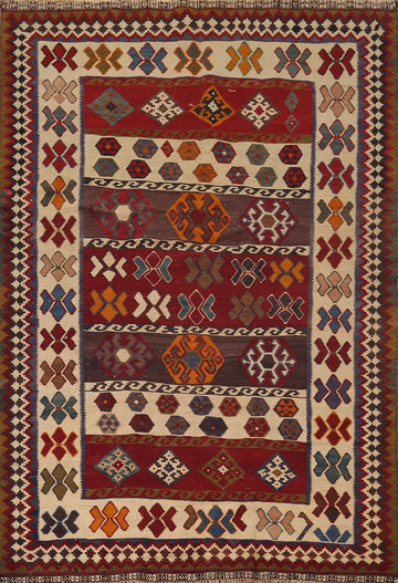 Vegetable Dye Kilim Qashqai Nomadic Persian Rug 5x8