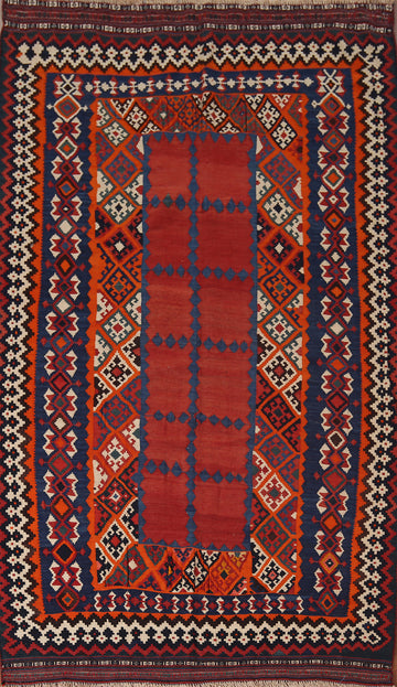 Vegetable Dye Kilim Qashqai Persian Area Rug 5x9