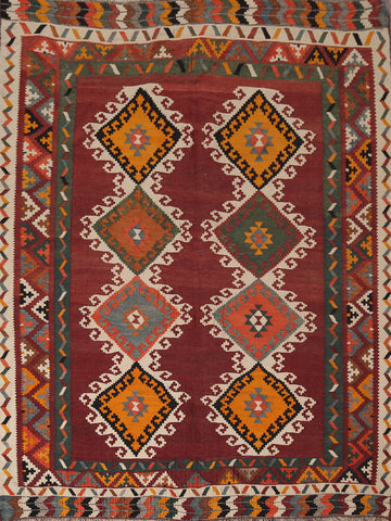 Vegetable Dye Kilim Qashqai Persian Rug 5x6