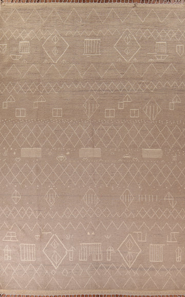 Earth Tone Wool Moroccan Large Oriental Rug 10x15