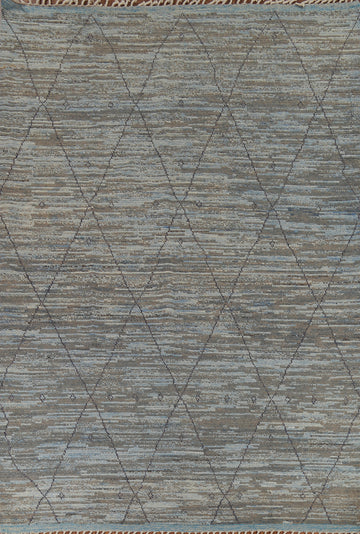 All-Over Trellis Striped Moroccan Area Rug 8x11