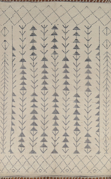 Handmade Wool Ivory Moroccan Area Rug 6x10