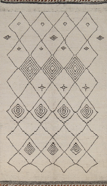 Trellis Wool Handmade Moroccan Living Room Area Rug 5x9