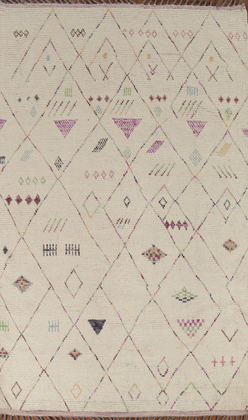 Handmade Wool Geometric Moroccan Area Rug 6x10